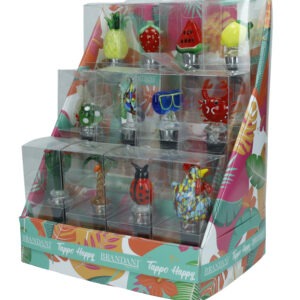 TAPPO HAPPY DECORI E COLORI ASSORTITI VETRO/ZINC ALLOY DISP 12 PZ