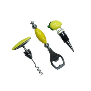 SET VINO LEMON 3 PEZZI VETRO/INOX/ZINC ALLOY