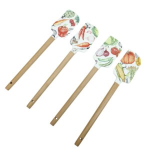 LECCAPENTOLA VEGETABLES DECORI E COLORI ASSORTITI DISPLAY  SILICONE/LEGNO 12 PZ