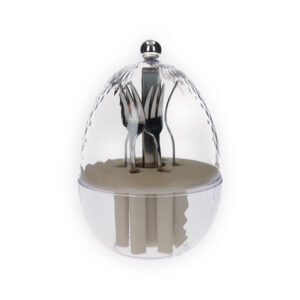MINI OVETTO PORTAFORCHETTINE ABS/PP C/6 PZ FORCHETTINE E PINZA INOX