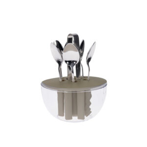 MINI OVETTO PORTACUCCHIAINI ABS/PP C/6 PZ CUCCHIAINI E PINZA INOX