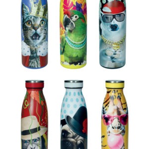 BOTTIGLIA TERMICA FUNNY ZOO 500ML C/CHIUS ERM SOGG.ASS INOX/PP DISP12P