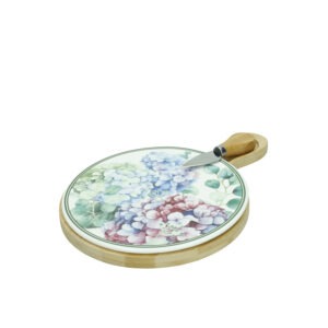 TAGLIERE FLORA PORCELLANA/BAMBOO C/1 COLTELLO FORMAGGIO INOX