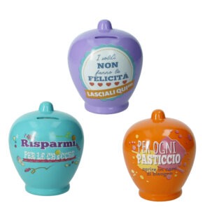 SALVADANAIO CLASSICO COLORI E FRASI ASSORTITE DOLOMITE