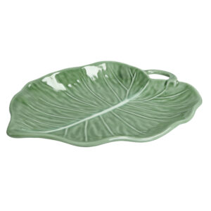 VASSOIO FOGLIA TIGLIO VERDE PORCELLANA