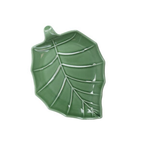 VASSOIETTO FOGLIA PIOPPO VERDE PORCELLANA