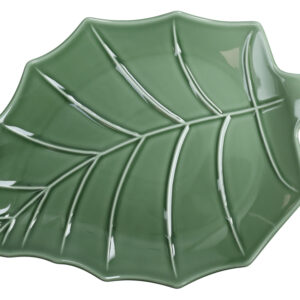 VASSOIO FOGLIA PIOPPO VERDE PORCELLANA