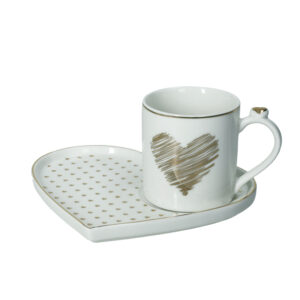 TAZZA C/VASSOIO AMORE MIO CUORI NEW BONE CHINA
