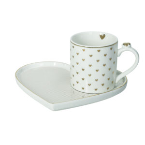 TAZZA C/VASSOIO AMORE MIO RIGHE NEW BONE CHINA