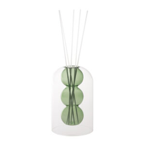 DIFFUSORE DI FRAGRANZA BUBBLE VERDE VETRO C/BASTONCINI FIBER WOOD
