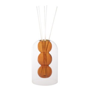 DIFFUSORE DI FRAGRANZA BUBBLE AMBRA VETRO C/BASTONCINI FIBER WOOD