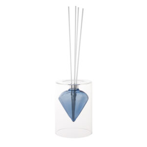 DIFFUSORE DI FRAGRANZA DIAMOND BLUE VETRO C/BASTONCINI FIBER WOOD