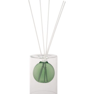 DIFFUSORE DI FRAGRANZA PARFUM VERDE VETRO C/BASTONCINI FIBER WOOD