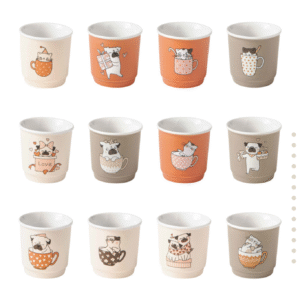 BICCHIERINO CANI E GATTI NEW BONE CHINA DISP 12 PZ