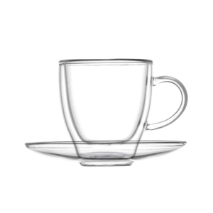TAZZINA CAFFE DOUBLE WALL GLASS C/PIAT SET 2 PZ VETRO