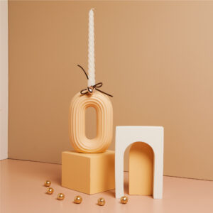 Claraluna - Candelabro beige con candela