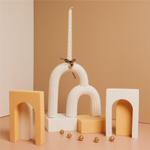 Claraluna - Candelabro bianco doppio con candela
