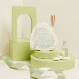 Diffusore forma cuore decoro floreale verde