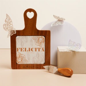 Tagliere decorato “Felicità” e tagliaformaggio
