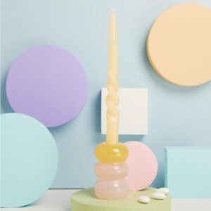Candelabro grande rosa e giallo (Con candela)