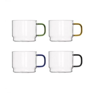 TAZZA BRIDGE IMPILABILE COLORI ASSORTITI SET 4 PZ VETRO