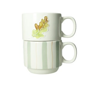 TAZZA IMPILABILE FOGLIA E RIGHE SET 2 PZ STONEWARE