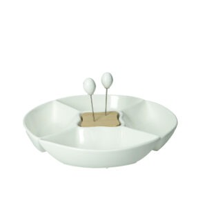 ANTIPASTIERA CLASSIC PORCELLANA/BAMBOO C/2 FORCH INOX