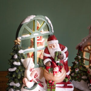 BABBO NATALE C/FINESTRA RESINA C/LED