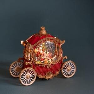 CARROZZA C/BABBO NATALE C/LED E MUSICA RESINA