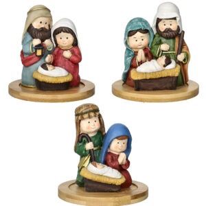 LA NATIVITA' CON BASE SOGGETTI ASSORTITI DISPLAY 9 PZ RESINA/BAMBOO