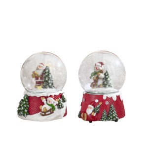 CARILLON PALLA DI NEVE ROMBI 2 SOGGETTI E COLORI ASSORT POLIRESINA