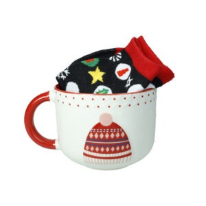 TAZZA COLAZIONE CAPPELLO NEW BONE CHINA C/CALZINI COTONE