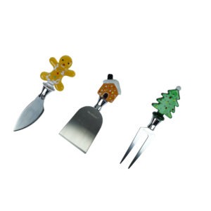COLTELLI FORMAGGIO CHRISTMAS SET 3 PEZZI VETRO/INOX
