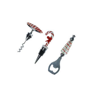 SET VINO CHRISTMAS 3 PEZZI VETRO/INOX/ZINC ALLOY