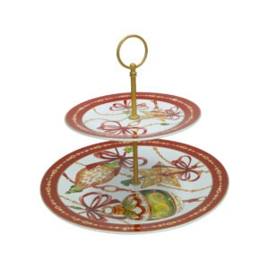 ALZATA GIOCO DI LUCI PORCELLANA C/ASTA ORO SATIN METAL