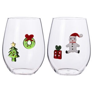 BICCHIERE W IL NATALE SOGGETTI NATALIZI ASSORTITI SET 2 PZ VETRO