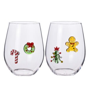 BICCHIERE W IL NATALE SOGGETTI NATALIZI ASSORTITI SET 2 PZ VETRO