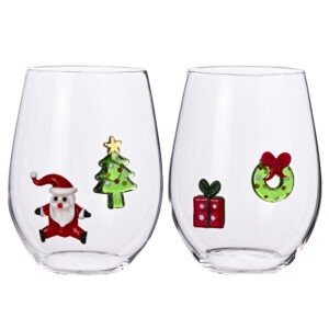 BICCHIERE W IL NATALE SOGGETTI NATALIZI ASSORTITI SET 2 PZ VETRO