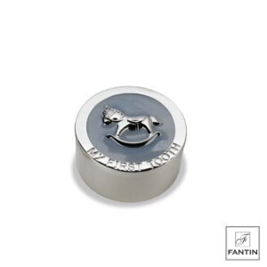 SCATOLA METALLO PORTA DENTINI AZZURRA CM. Ø4,2 X H2,2
