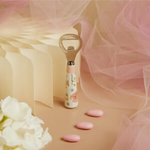 APRIBOTTIGLIA H 13.5 CM DECORO FLOREALE ROSA SCATOLA BOTANICA ORO MIS.11 16.5X7X7 CM