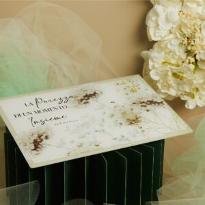 TAGLIERE IN VETRO DECORO FLOREALE VERDE