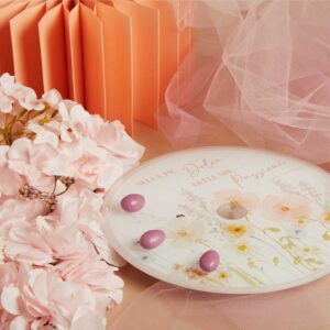 VASSOIO GIREVOLE DECORO FLOREALE ROSA