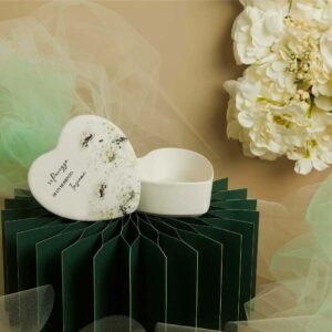 SCATOLA CUORE  DECORO FLOREALE VERDE