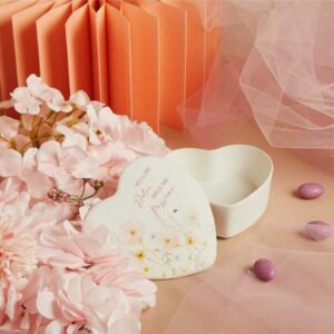 SCATOLA CUORE  DECORO FLOREALE ROSA