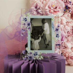 PORTAFOTO  DECORO FLOREALE LILLA 18X23 CM