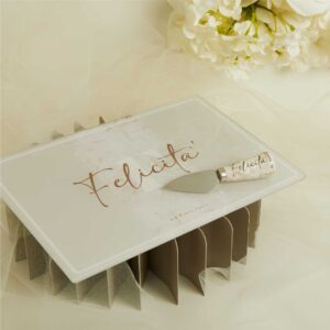 TAGLIERE IN VETRO CON COLTELLINO DECORO FELICITA’