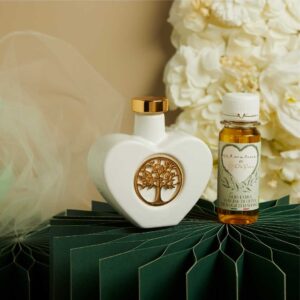 OLIERA CUORE CON OLIO  ALBERO DELLA VITA ORO  9.5X4.5X9 CM