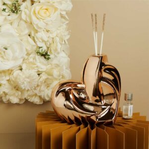 DIFFUSORE CUORE GRANDE ORO ROSA 16.5X10X17 CM