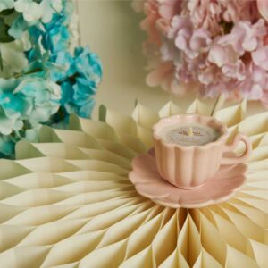 CANDELA IN TAZZA CON PIATTINO ROSA