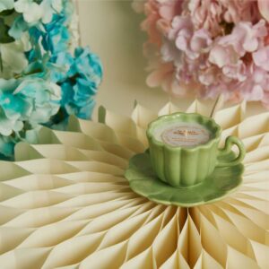 CANDELA IN TAZZA CON PIATTINO VERDE